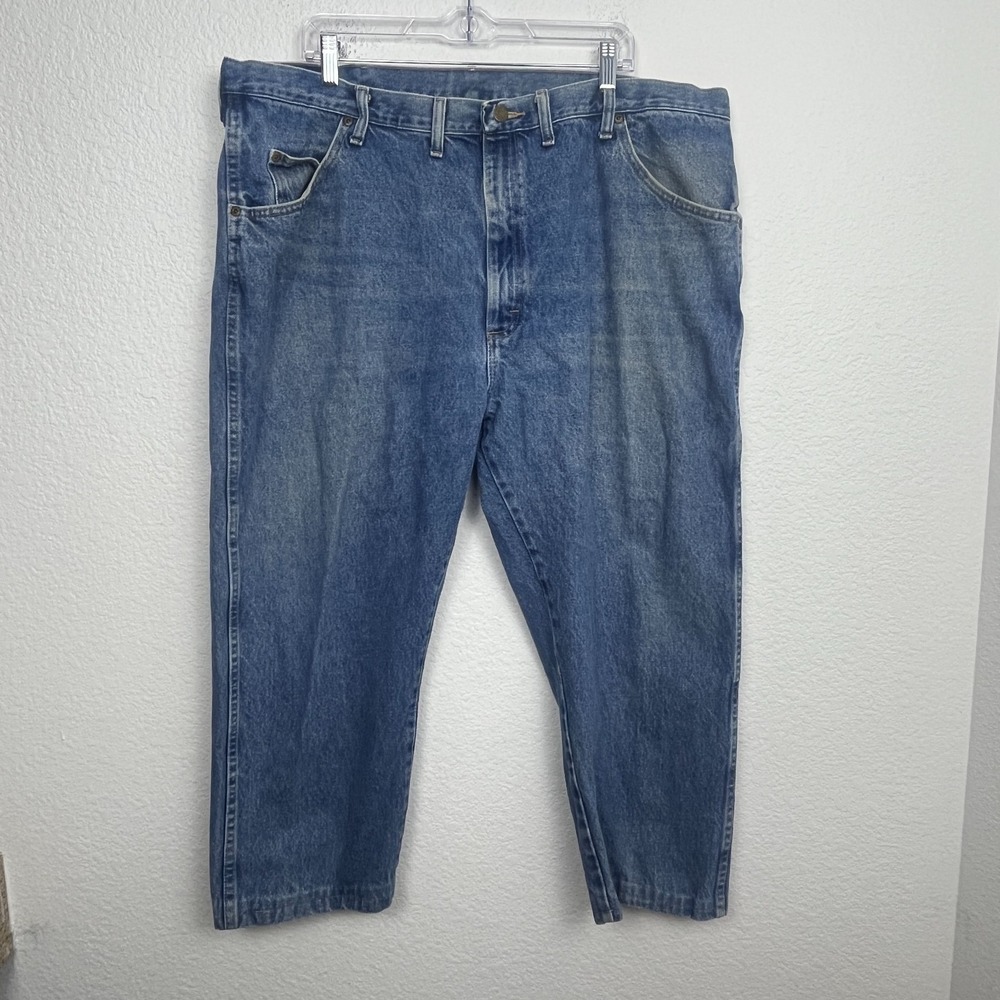 Wrangler Five Star Premium Jeans Mens 44x30 Blue‎ Denim Cotton Regular Fit Logo